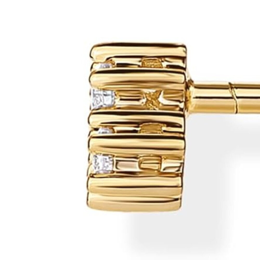 14K Gold Plated Sterling Silver Dainty 4x7mm Cubic Zirconia Mini Stud Earrings f